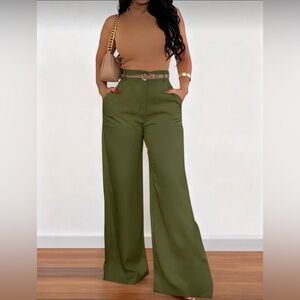 SHEIN Olive Wide-Leg Pants